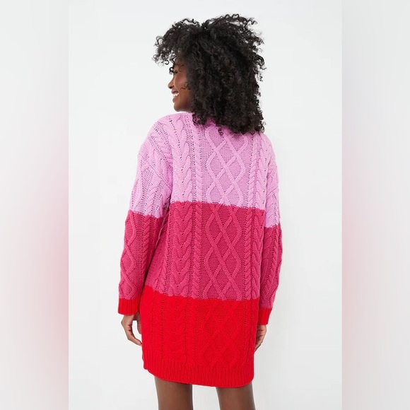 Hyacinth House Color Block Scarlett Sweater Dress in Pink and Red Multi Size S - Picture 4 of 11